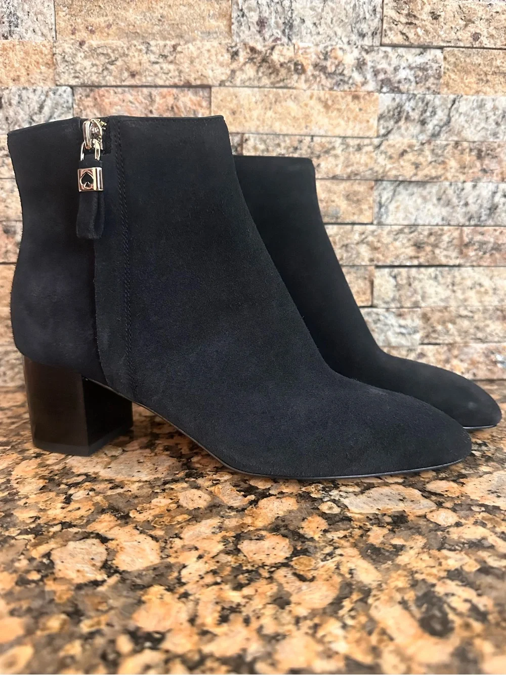 Kate Spade New York Suede Ankle Booties Black